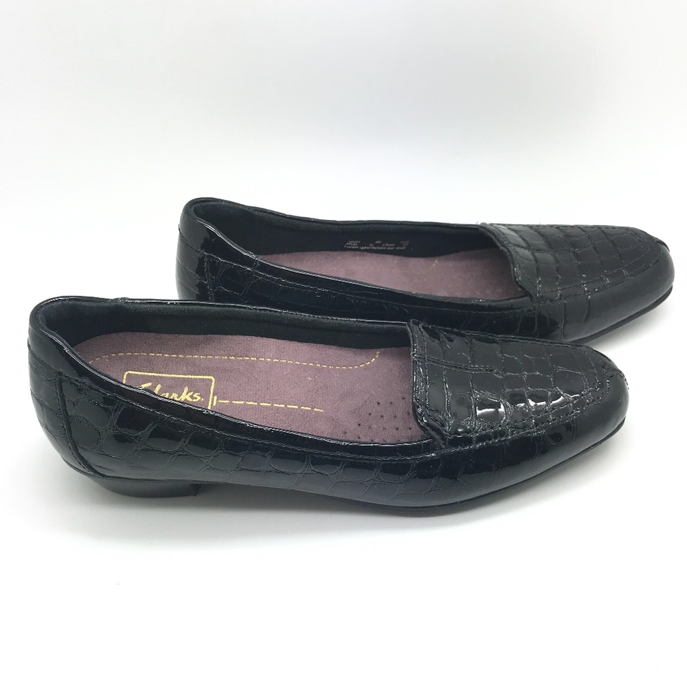 CLARKS KEESHA LUCA BLACK PATENT/CROC SHOES